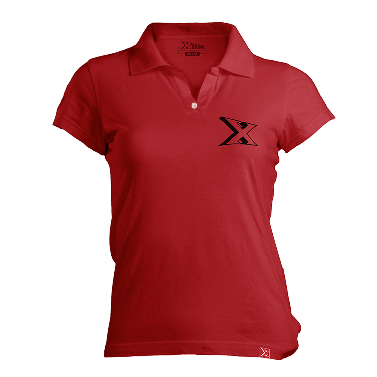 Playera para dama Polo Dry Wear roja con logo bordado XTASEA