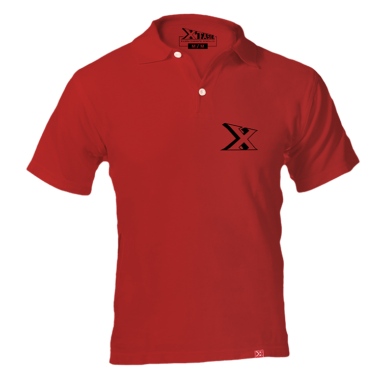 Playera para hombre Polo Dry Wear roja con logo XTASEA bordado en el pecho